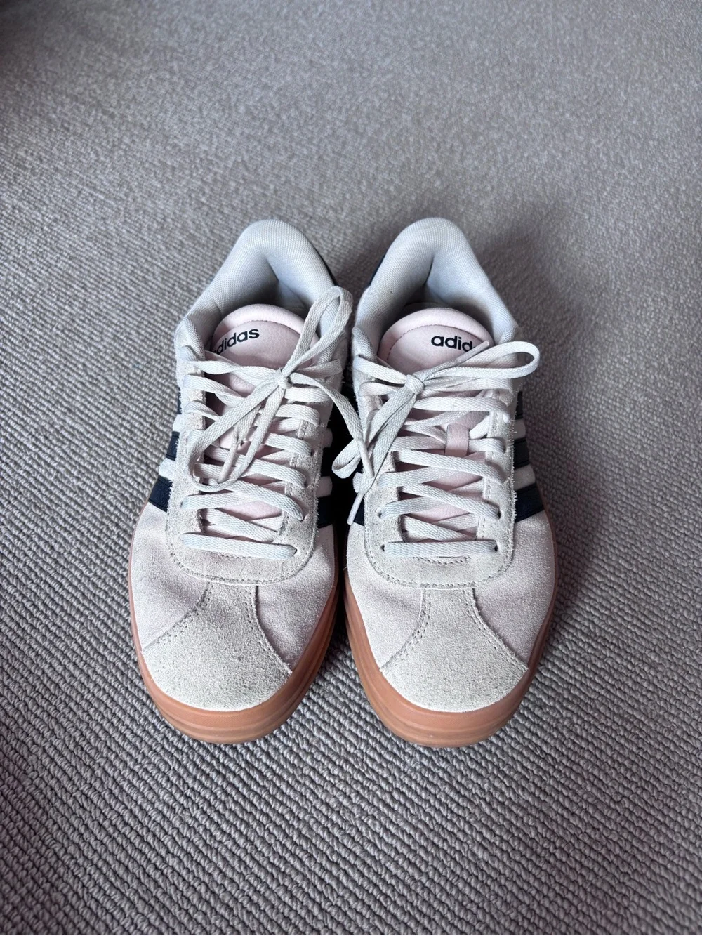 adidas Women's Suede Casual Sneakers in Light Pink with platform Gum Sole